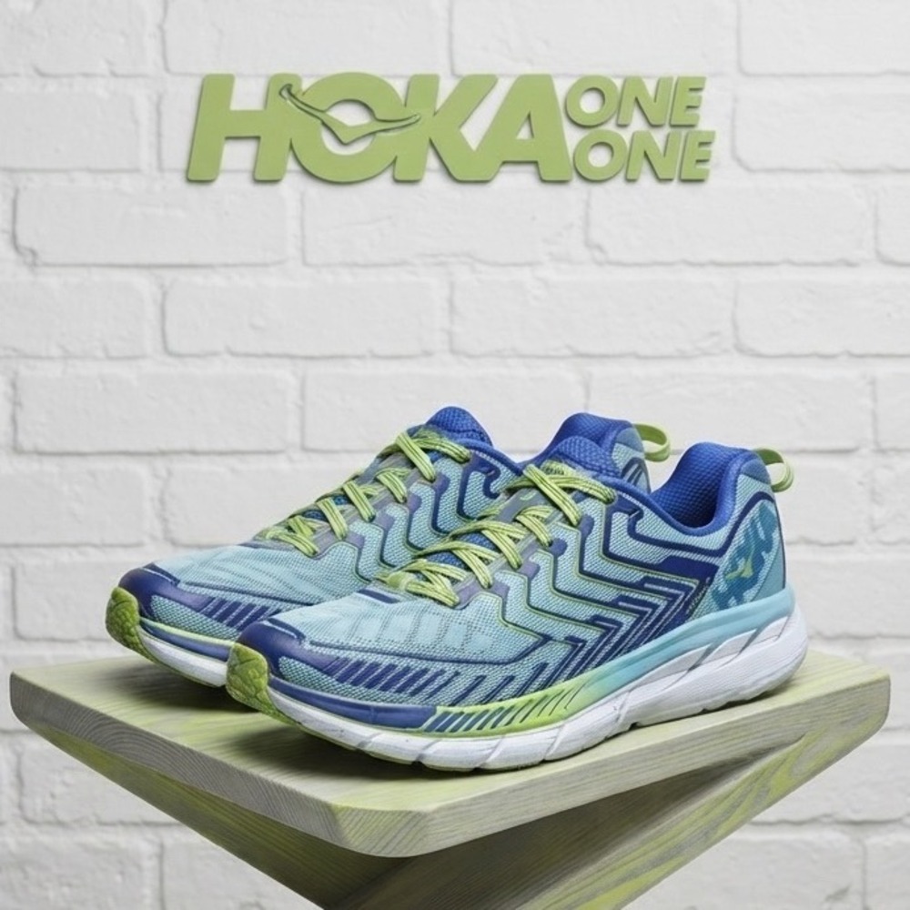 Hoka One‎ One Clifton 4 Womens Running Shoes Blue Green 1016724 SBSTW Size 7.5